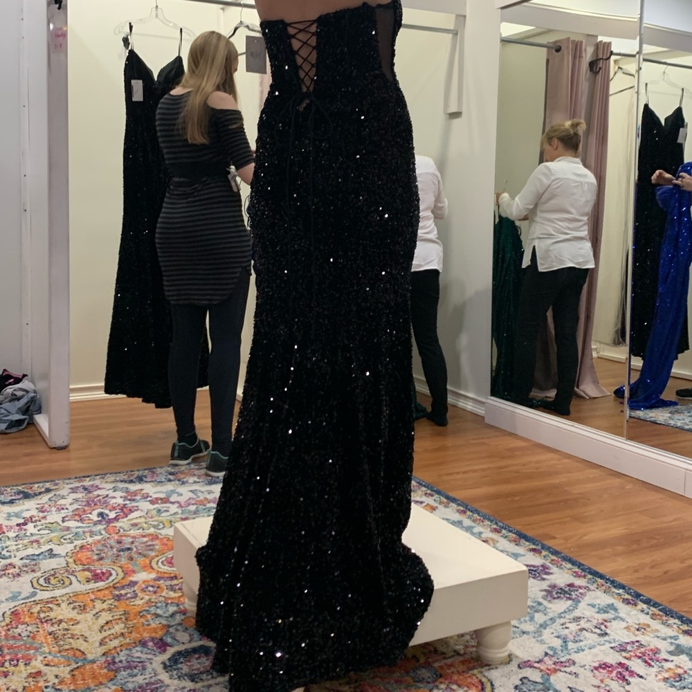 gorgeous black sequins prom dress